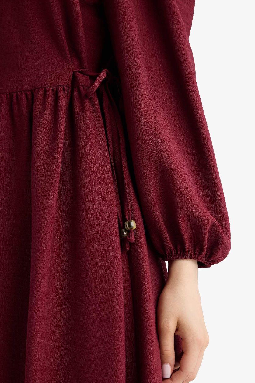 نساء خمري فستان طويل ايروبين ردن طويل قصة عادية بياخة مستديرة