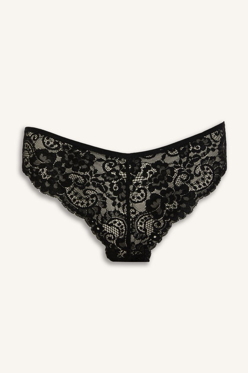 WOMAN Black Fall in Love Lace Brazilian Panty