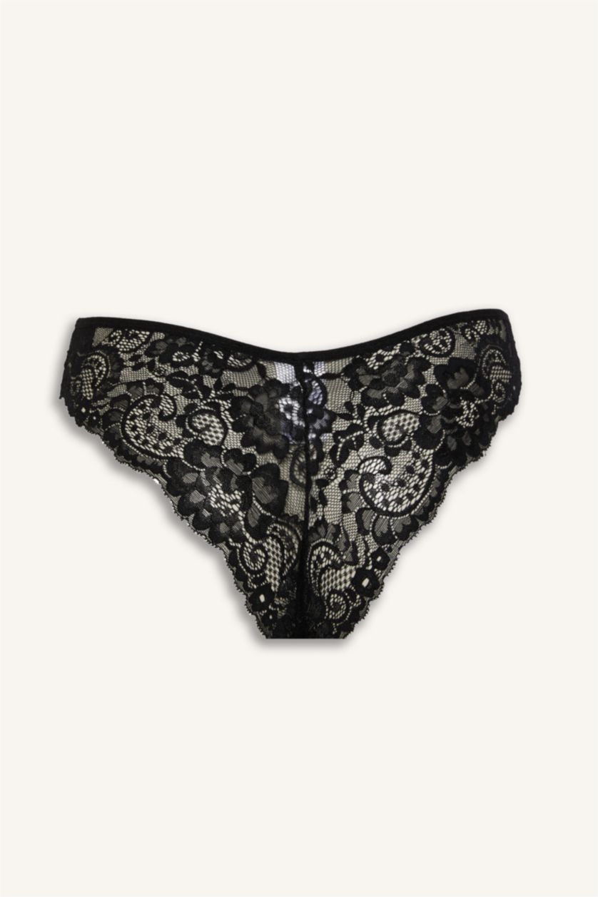 WOMAN Black Fall in Love Lace Brazilian Panty