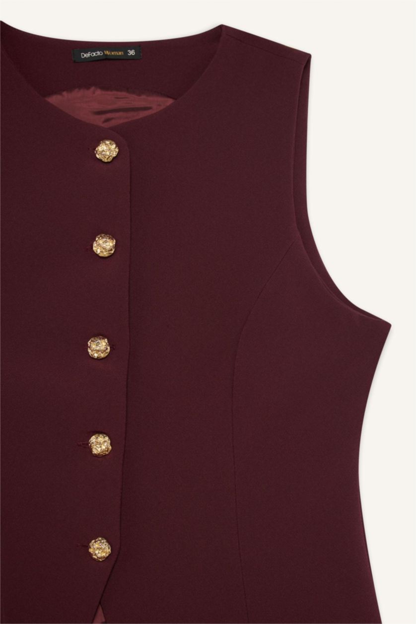 Woman Bordeaux Slim Fit Crew Neck Vest