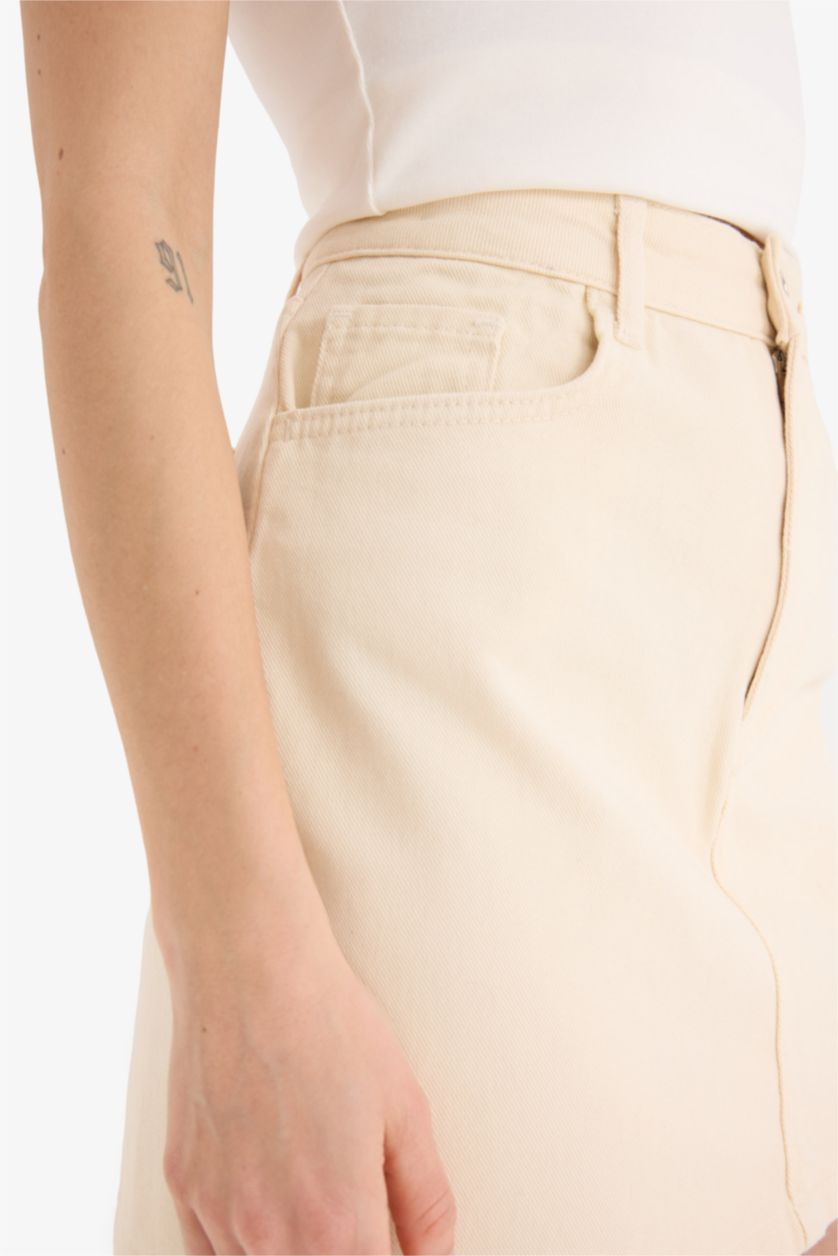 FEMME Beige Clair Mini-jupe en gabardine taille normale