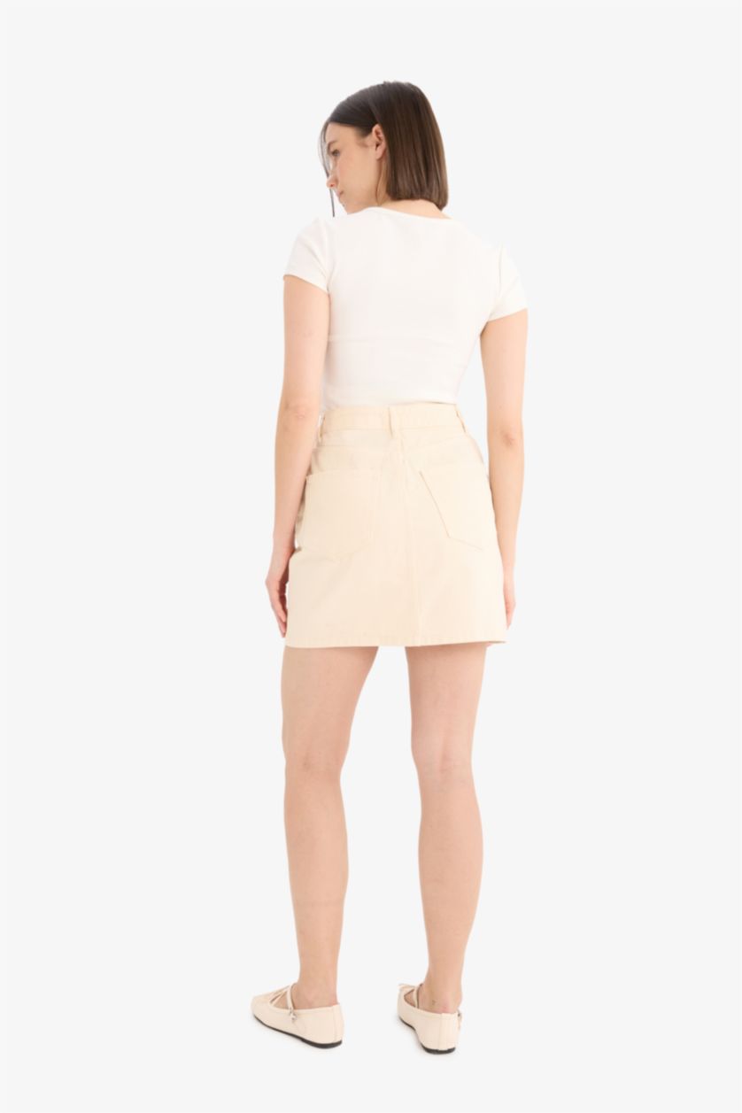 FEMME Beige Clair Mini-jupe en gabardine taille normale