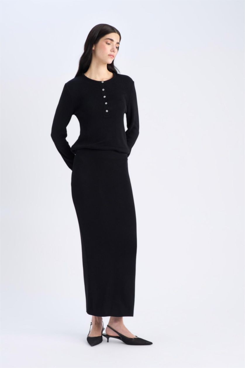 WOMAN Black Basic Midi Pencil Skirt