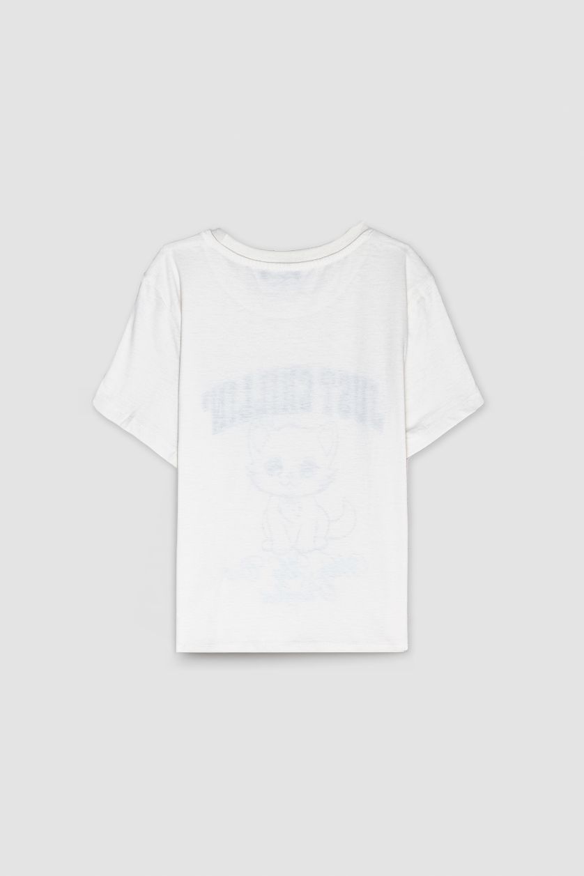 WOMAN White Regular Fit Short Sleeve T-Shirt