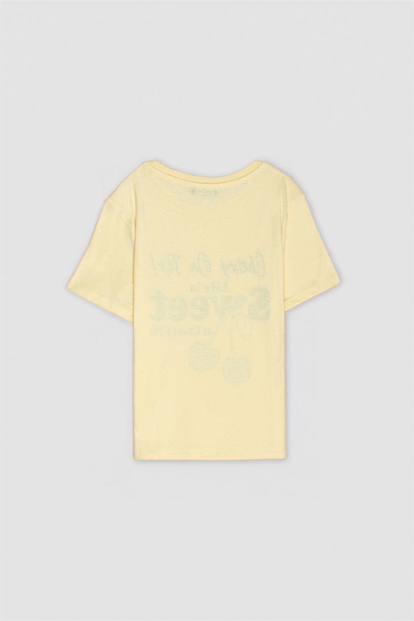 حريمي أصفر فاتح Regular Fit Short Sleeve T-Shirt