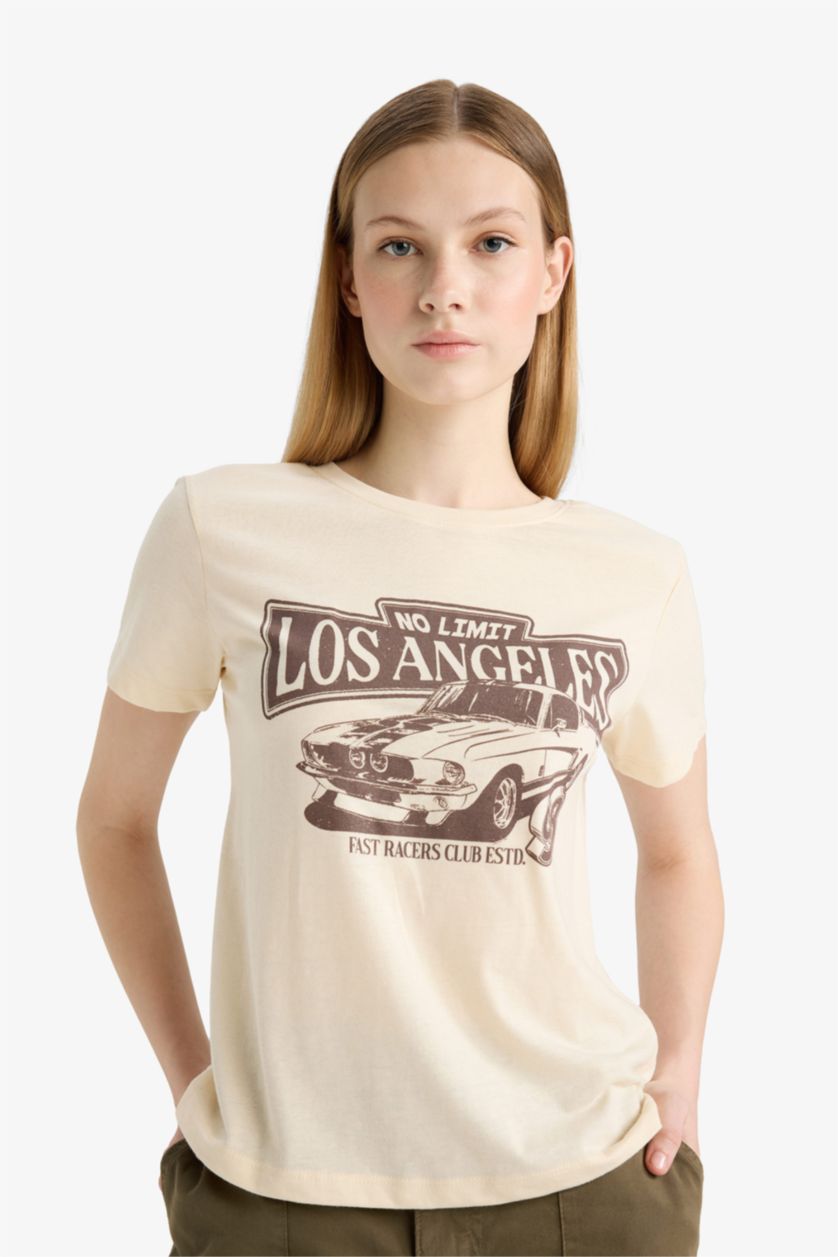 WOMAN Light Stone Regular Fit Short Sleeve T-Shirt