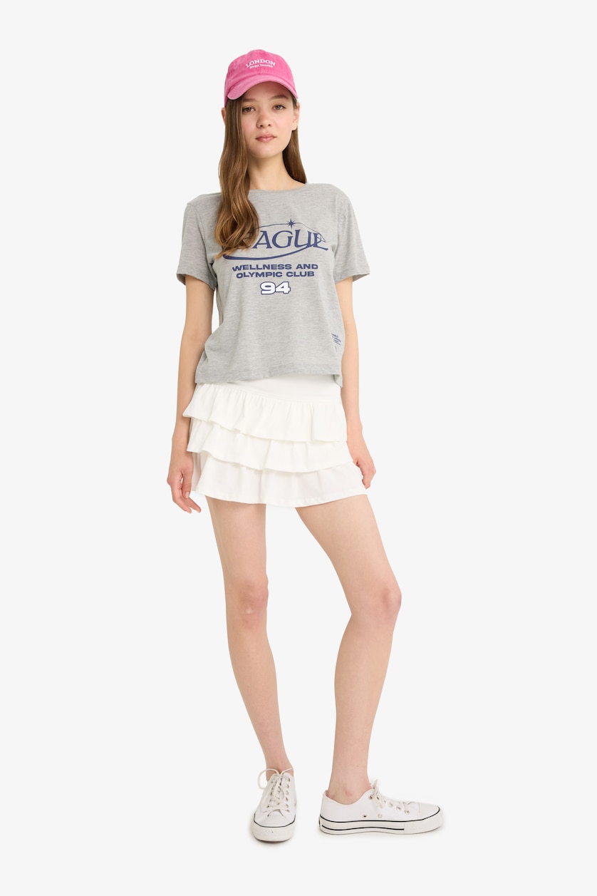 حريمي ميلانج رمادي Regular Fit Short Sleeve T-Shirt