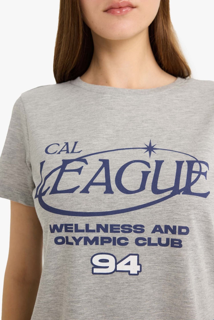 حريمي ميلانج رمادي Regular Fit Short Sleeve T-Shirt
