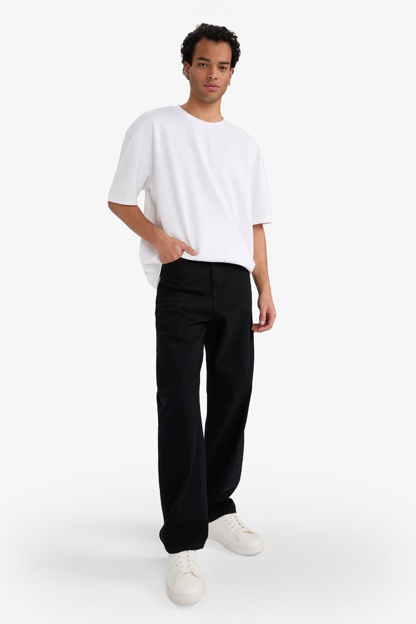 HOMME Noir Jean large Coupe baggy