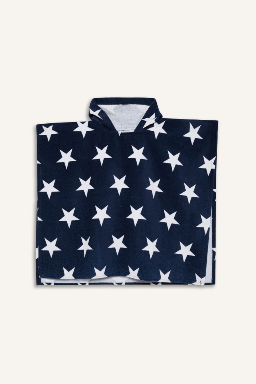 Boys & Teens NAVY Boy Patterned Cotton Poncho Towel