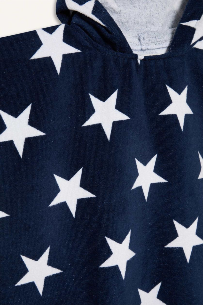 Boys & Teens NAVY Boy Patterned Cotton Poncho Towel