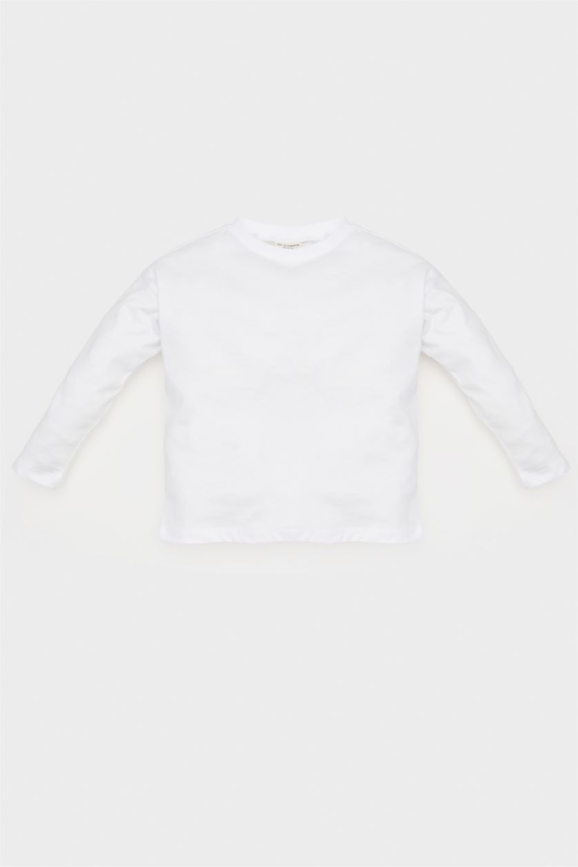 BABY GIRL White Baby Girl Regular Fit Crew Neck Long Sleeve T-Shirt