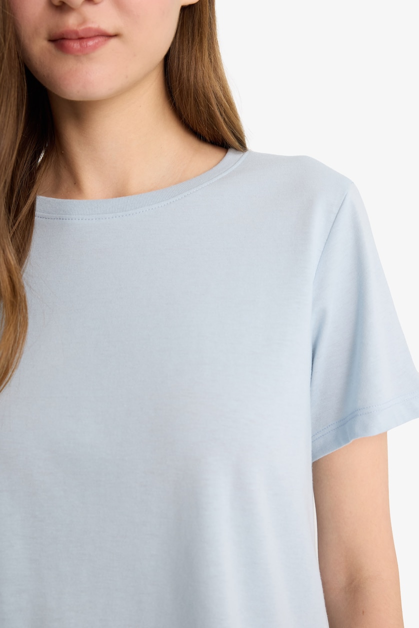 WOMAN Light Blue Regular Fit Short Sleeve T-Shirt