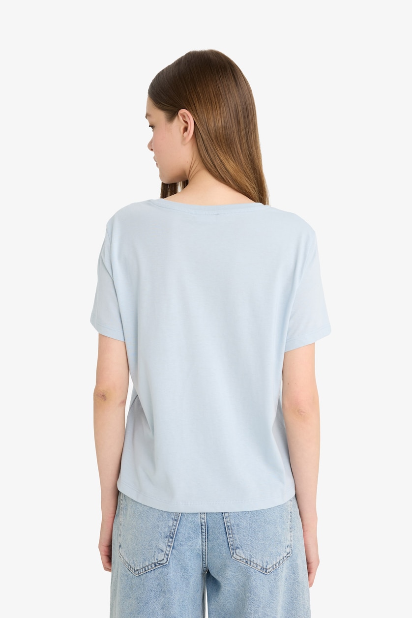WOMAN Light Blue Regular Fit Short Sleeve T-Shirt