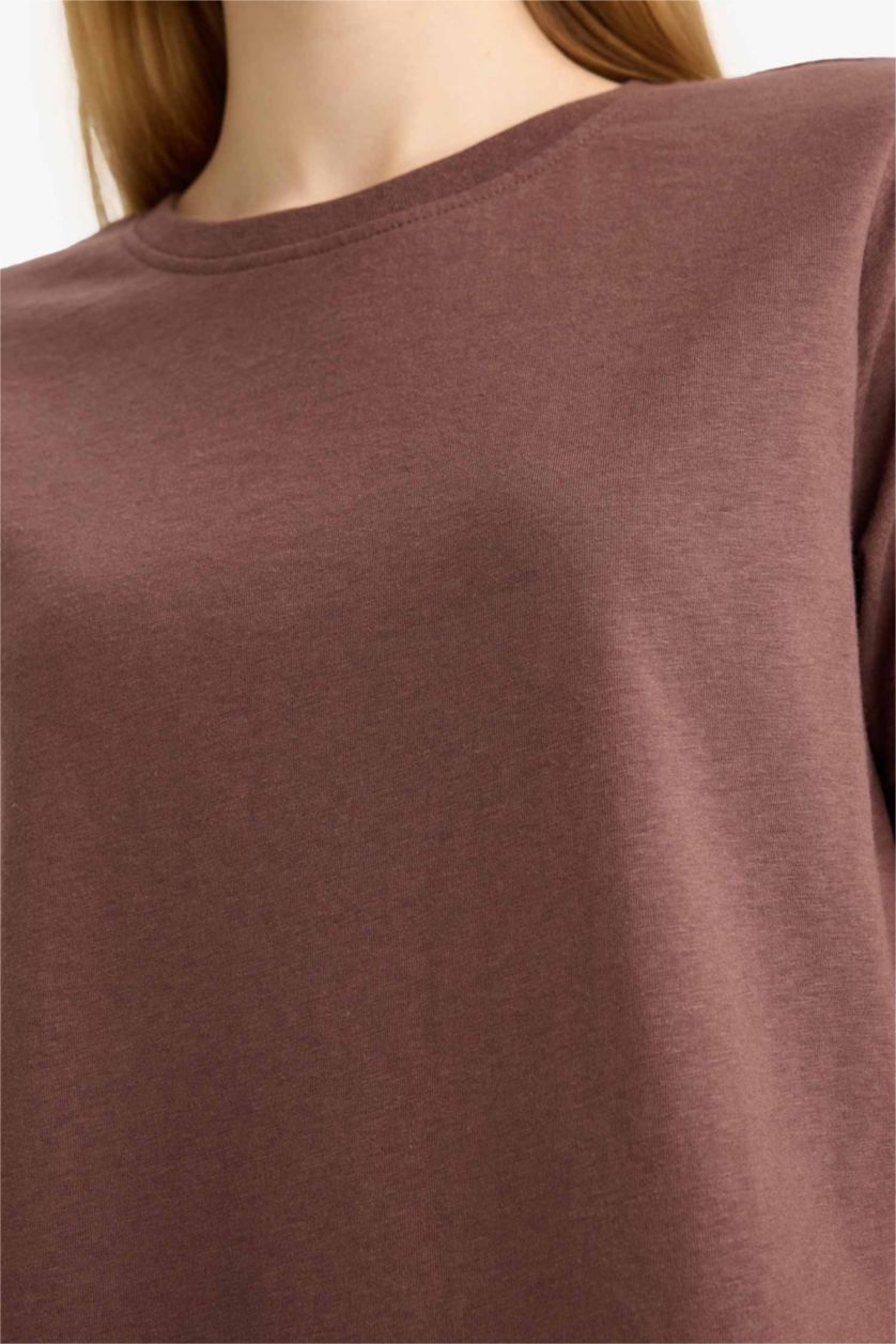 WOMAN Brown Regular Fit Short Sleeve T-Shirt