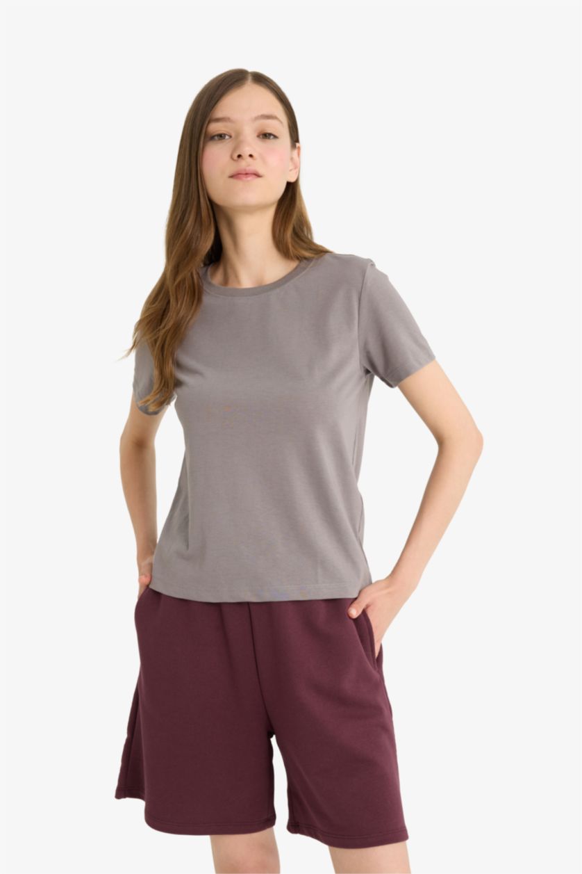 WOMAN Dark Grey Regular Fit Short Sleeve T-Shirt