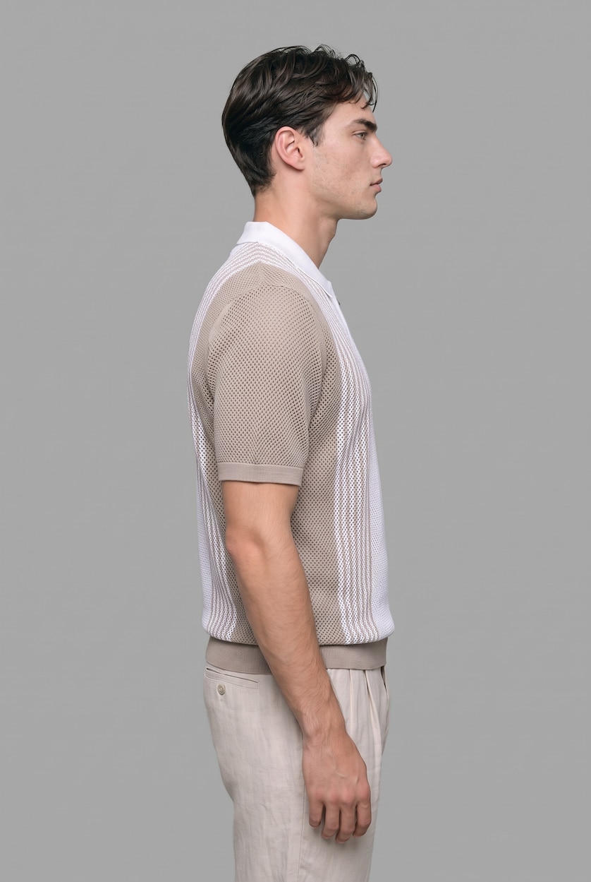 Men Vison Knitwear Short Sleeve Polo T-Shirt