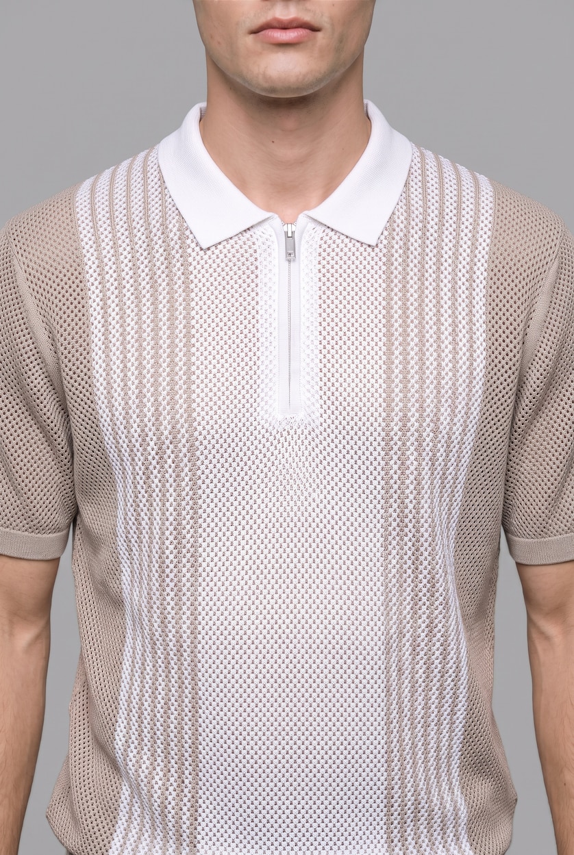 Men Vison Knitwear Short Sleeve Polo T-Shirt