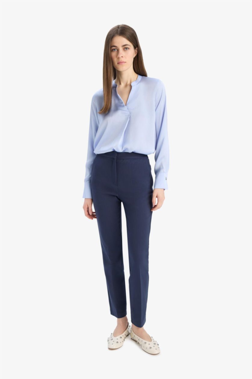 Woman NAVY High Waist Straight Leg Chino Pants