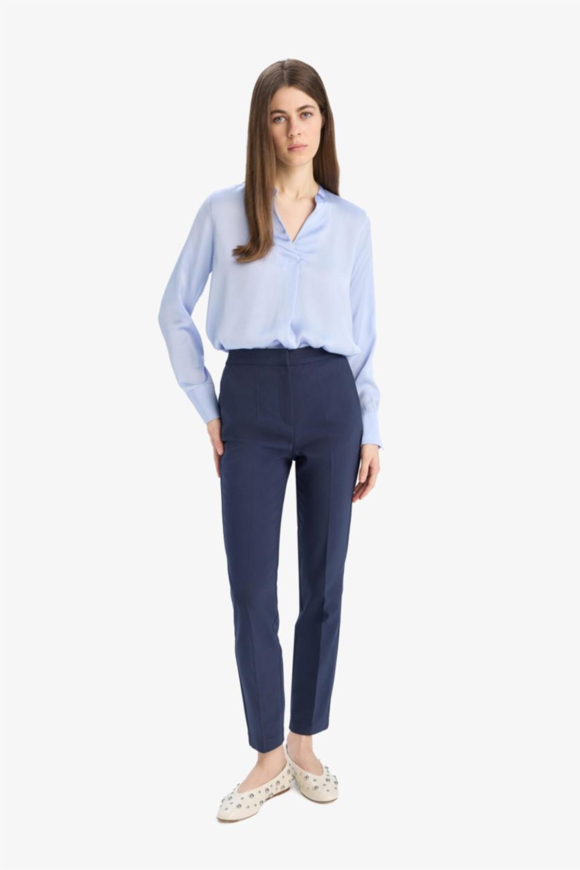 Woman NAVY High Waist Straight Leg Chino Pants