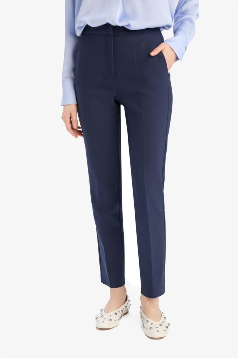 Woman NAVY High Waist Straight Leg Chino Pants