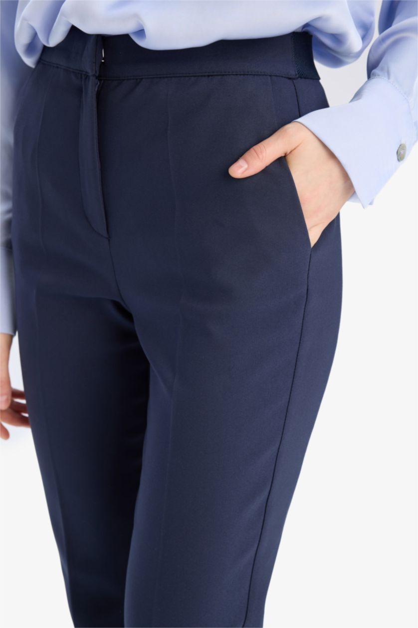 Woman NAVY High Waist Straight Leg Chino Pants