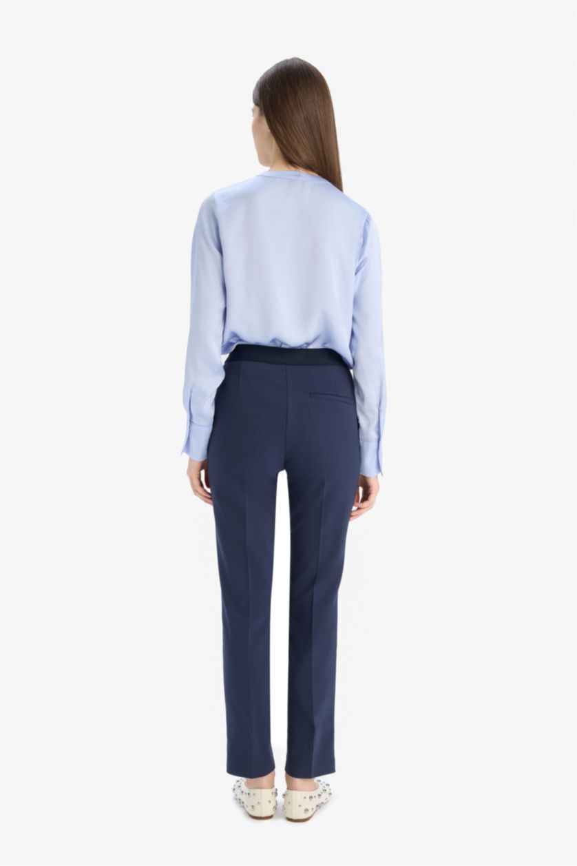 Woman NAVY High Waist Straight Leg Chino Pants