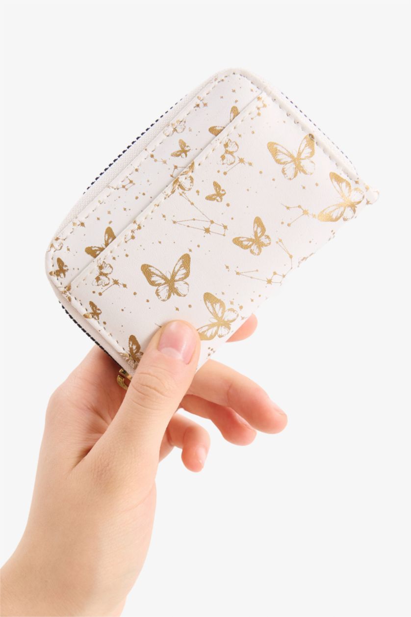 Woman White Woman Faux Leather Coin Purse