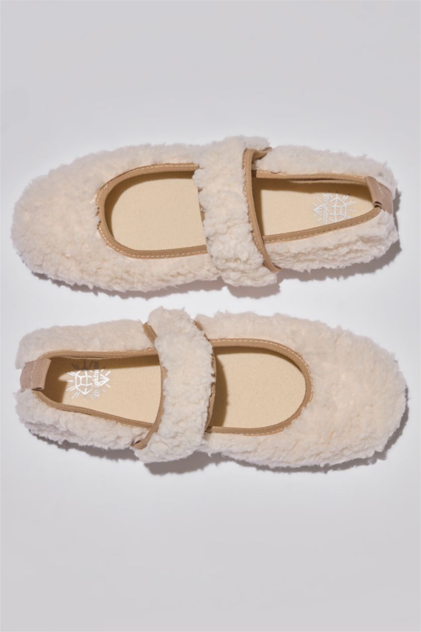 Woman Beige Woman Single Strap Ballerina Flat Shoes