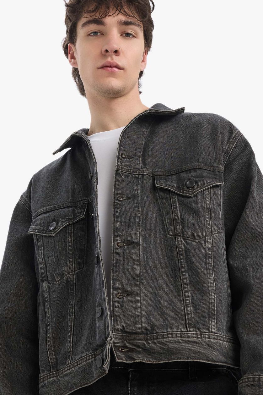 HOMME Anthracite Veste en jean légère oversize