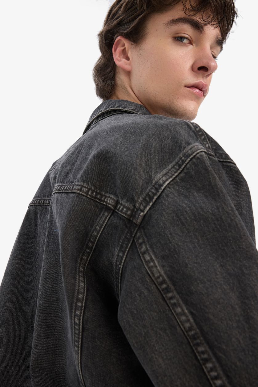 HOMME Anthracite Veste en jean légère oversize
