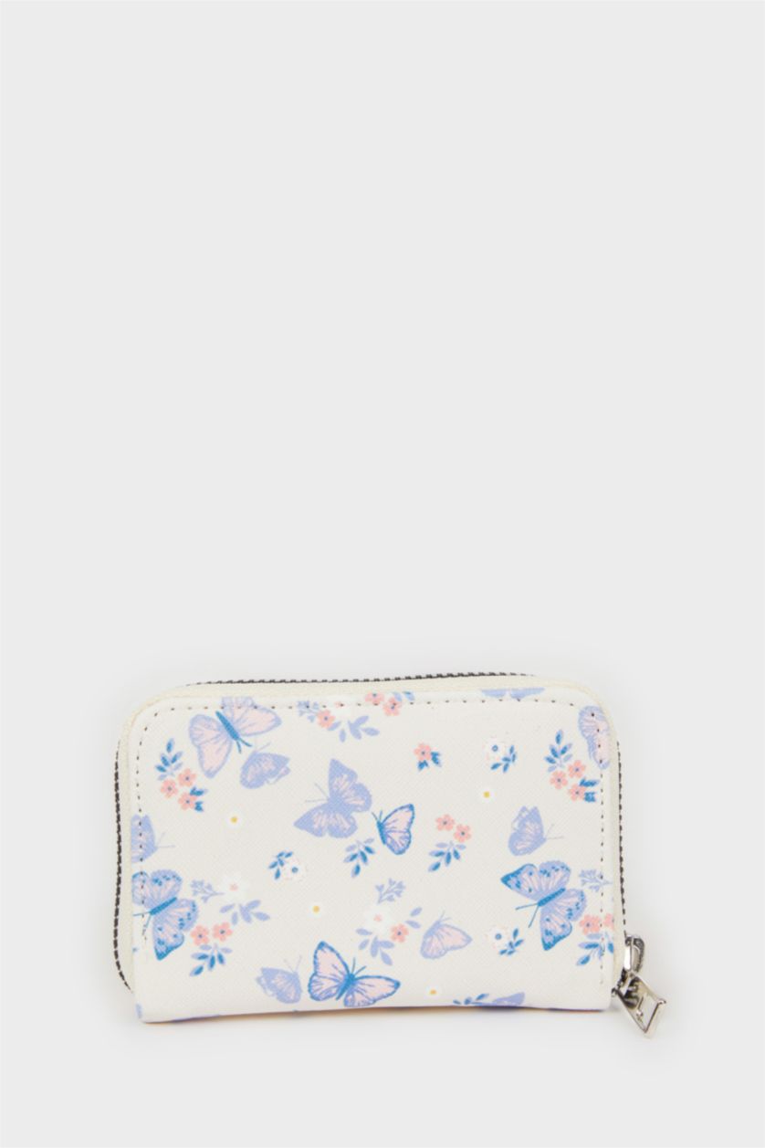 نساء بيج محفظة عملات نسائي برسمة فراشة جلد صناعي