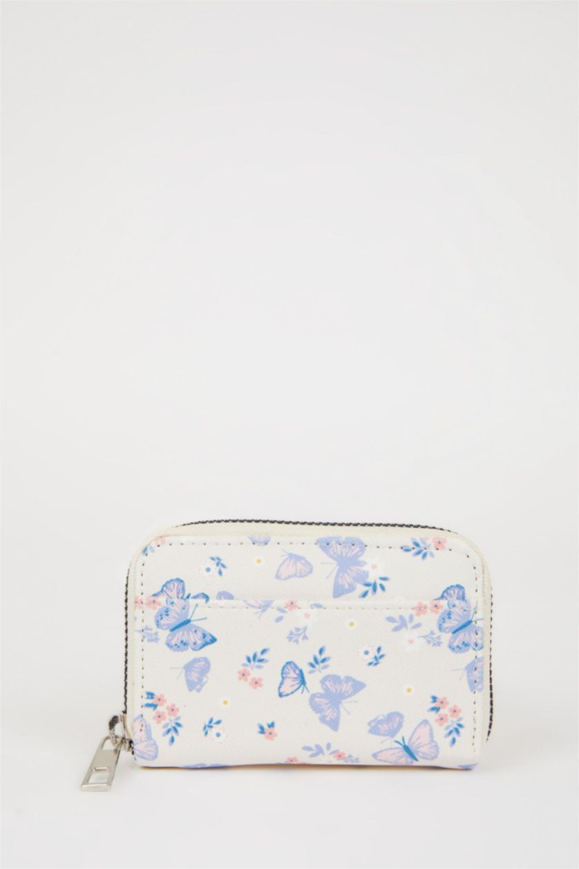 نساء بيج محفظة عملات نسائي برسمة فراشة جلد صناعي