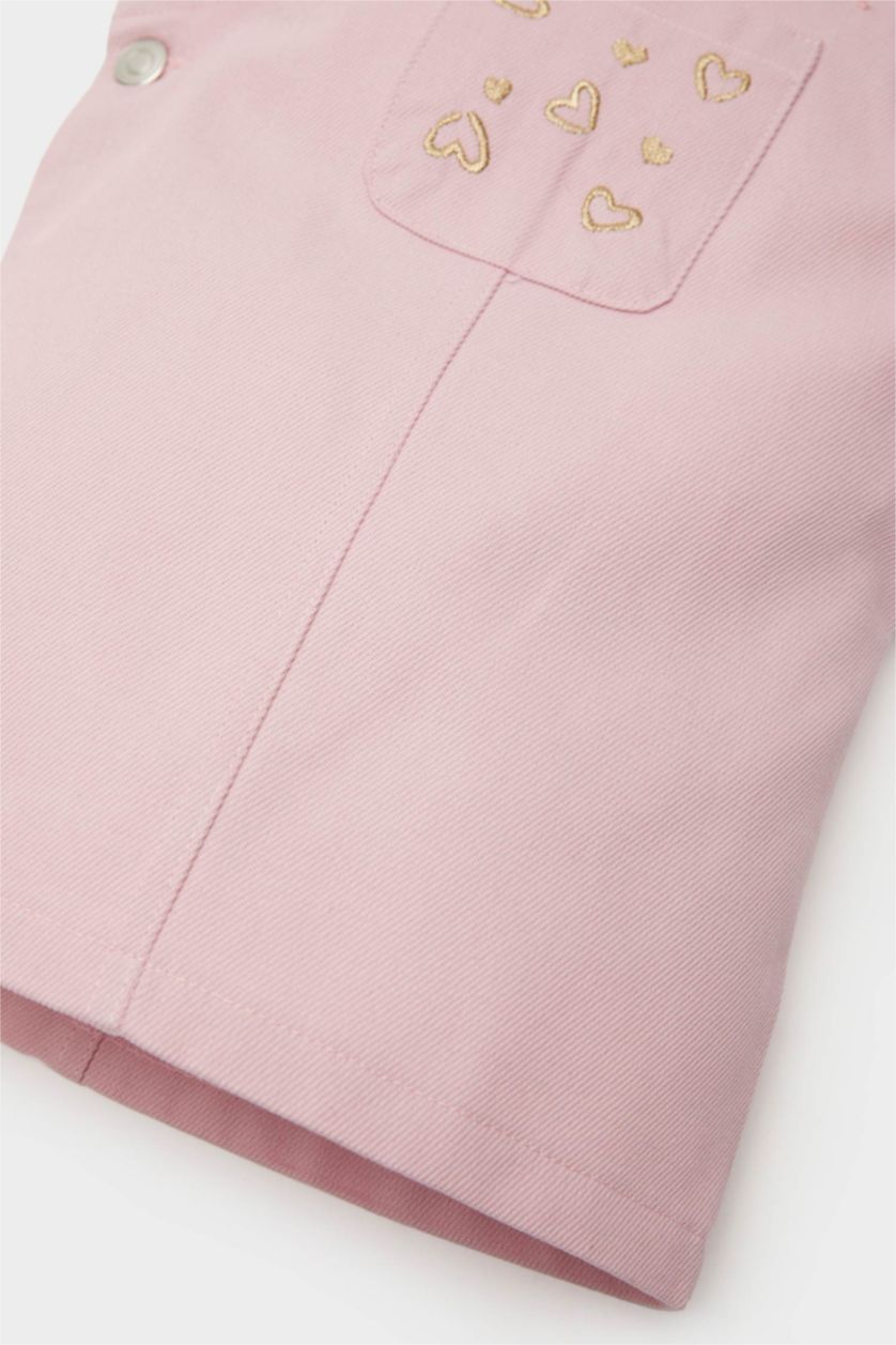 Kız Bebek Pembe 2'li Takım Kısa Kollu Tişört Ayarlanabilir Askılı Salopet Elbise Kız Bebek