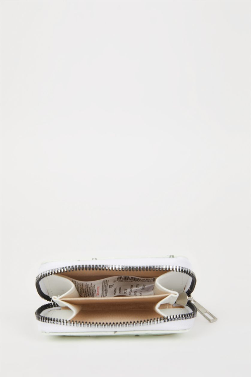 Woman Mint Woman Flower Faux Leather Coin Purse