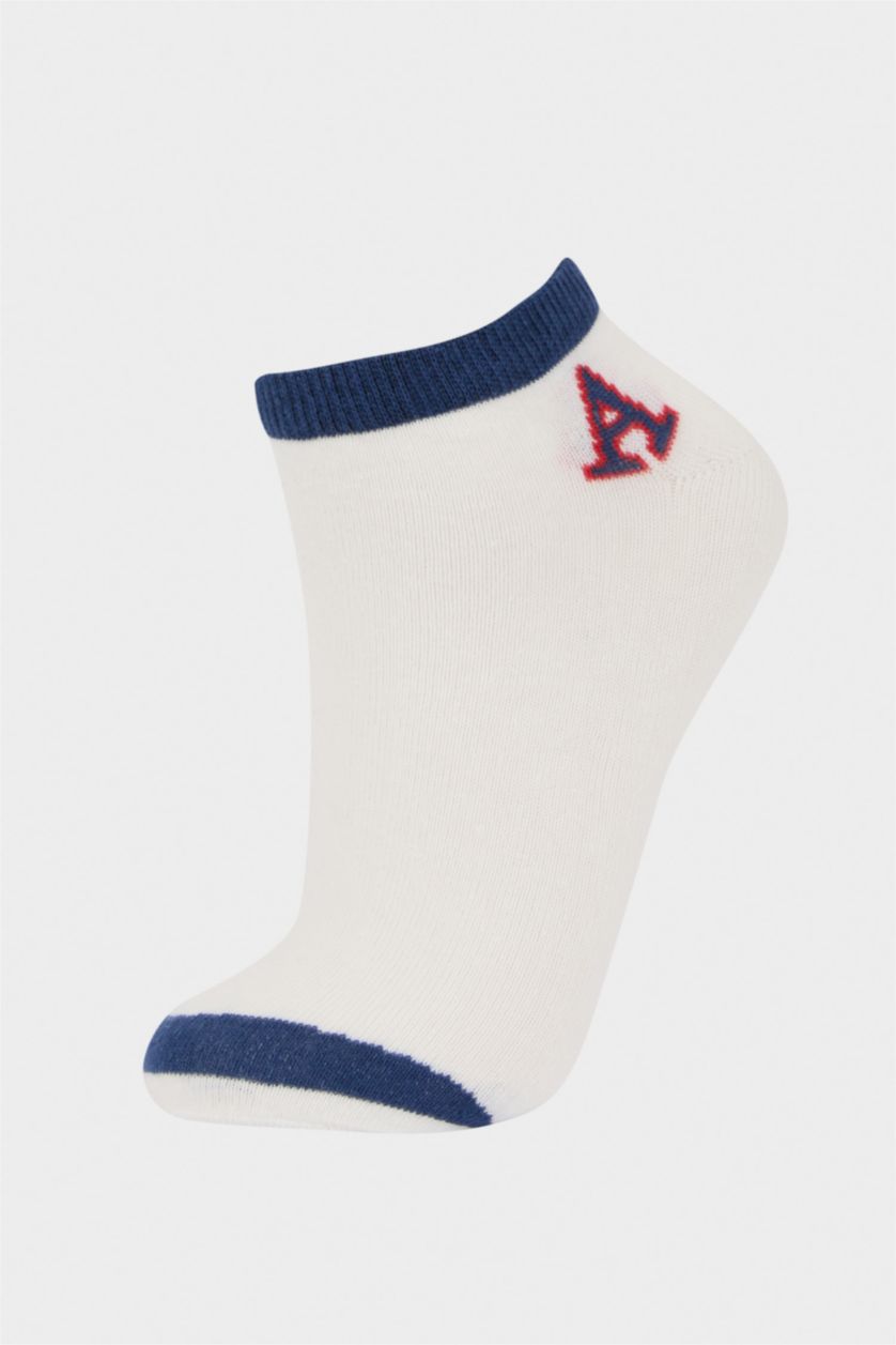 Boys & Teens White Boy Printed 5 Piece Short Socks