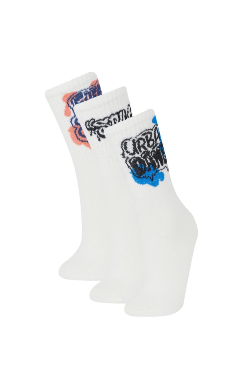 BOYS & TEENS White Boy 3 Piece Cotton Long Socks