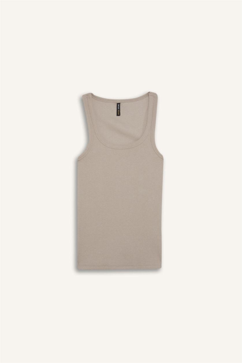 WOMAN Stone Slim Fit Basic Camisole Round Collar Tank Top