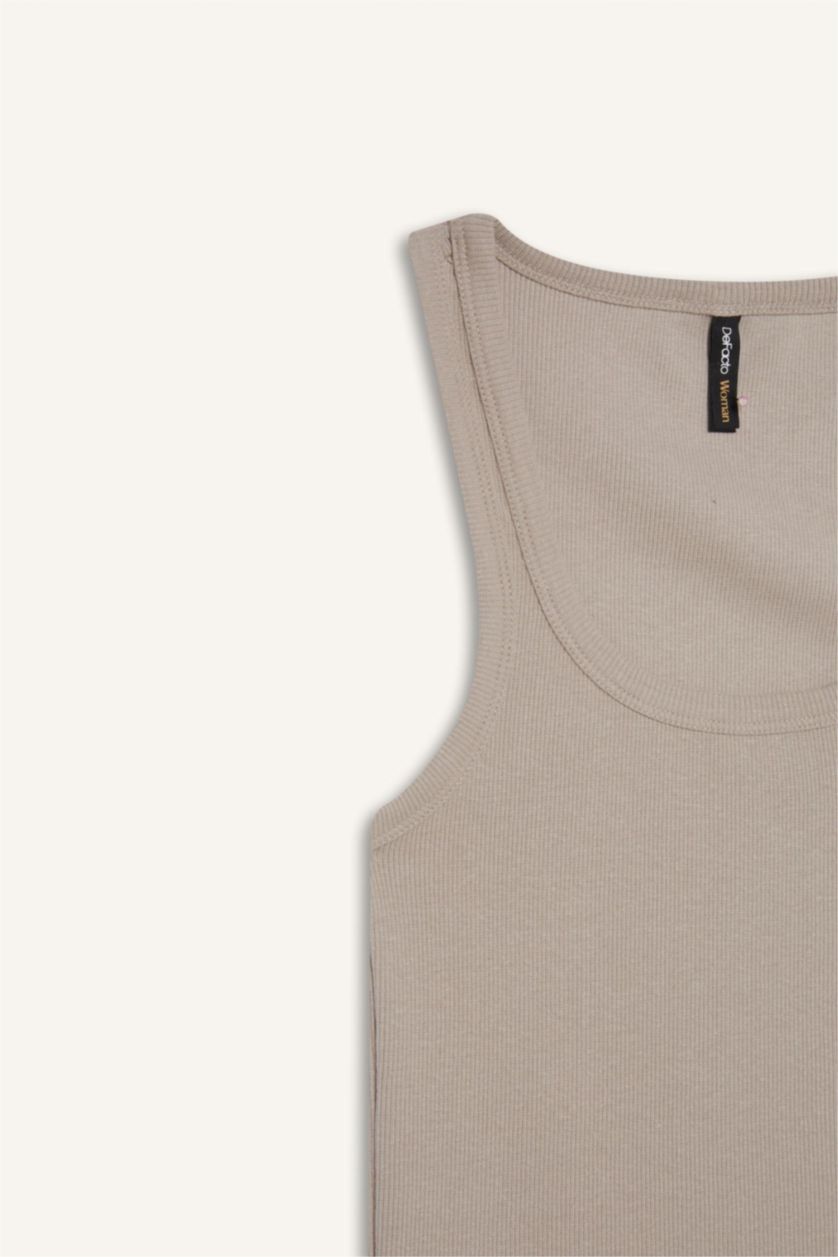 WOMAN Stone Slim Fit Basic Camisole Round Collar Tank Top