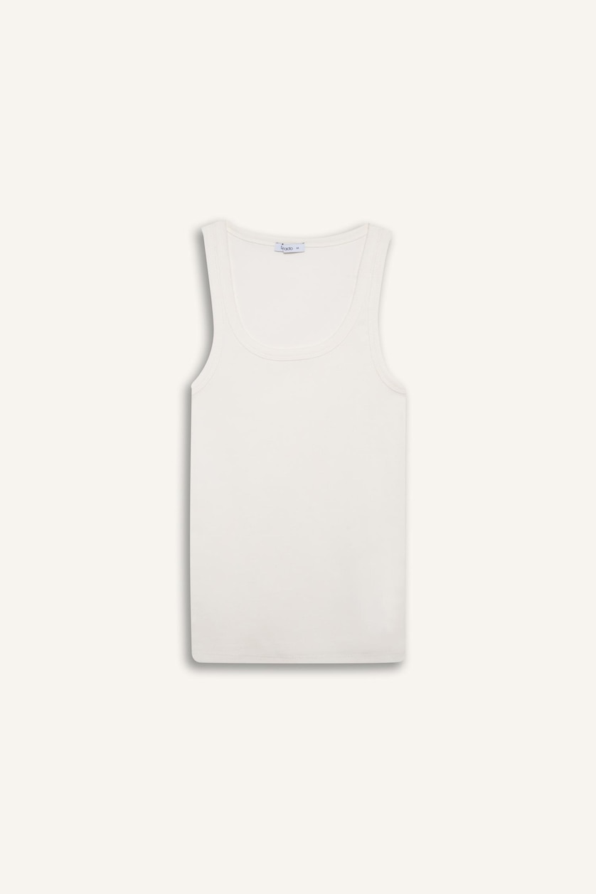 Kadın Ekru Slim Fit Basic Fitilli Kaşkorse Atlet