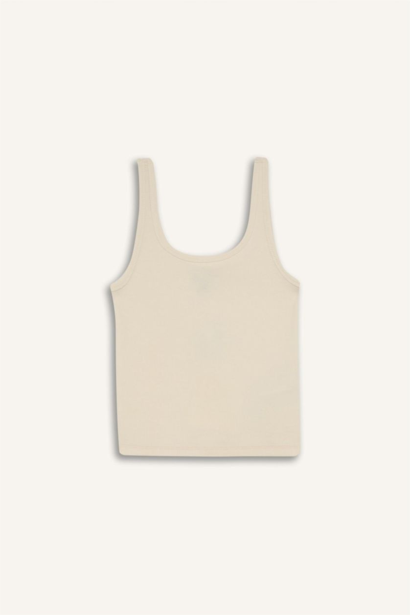WOMAN Sand Slim Fit Basic Camisole Round Collar Tank Top