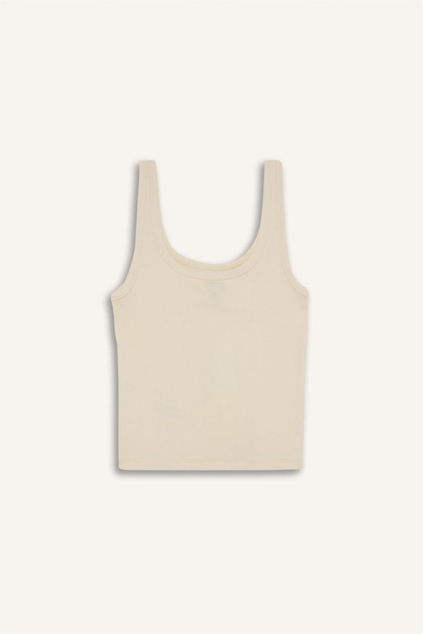 WOMAN Sand Slim Fit Basic Camisole Round Collar Tank Top