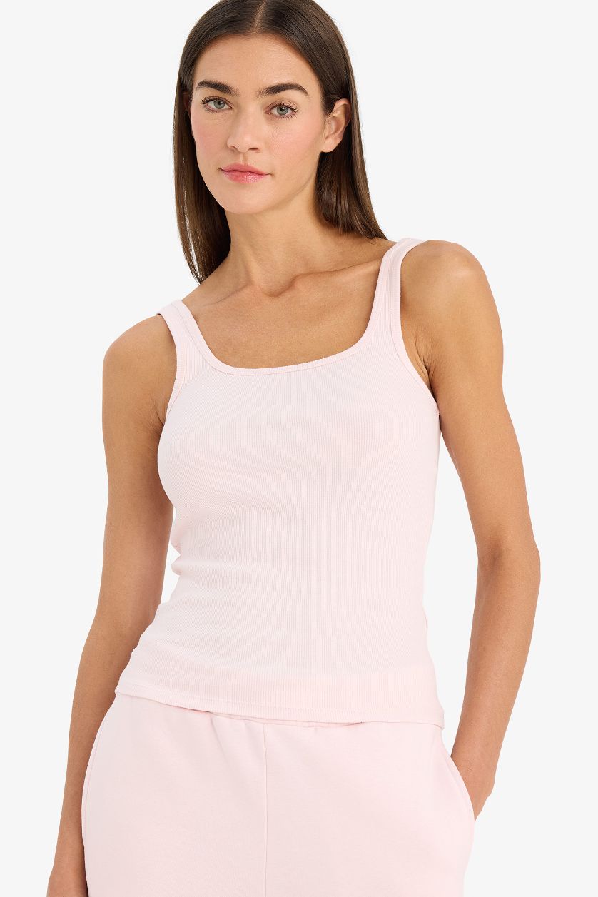 نساء زهري فاتح فانيلة سادة بيزك مضلع سليم فيت بياخة مدورة