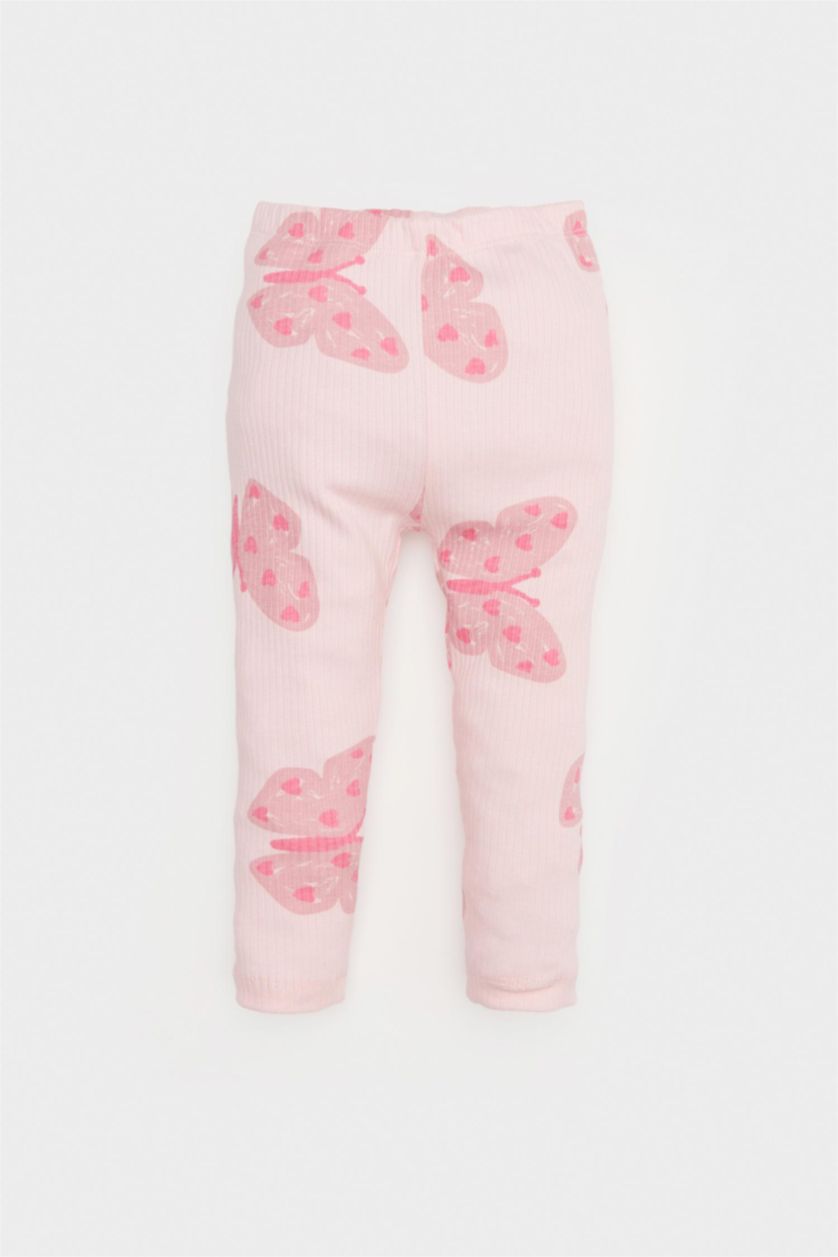 BABY GIRL Light Pink Baby Girl Regular Fit Butterfly Pattern Leggings