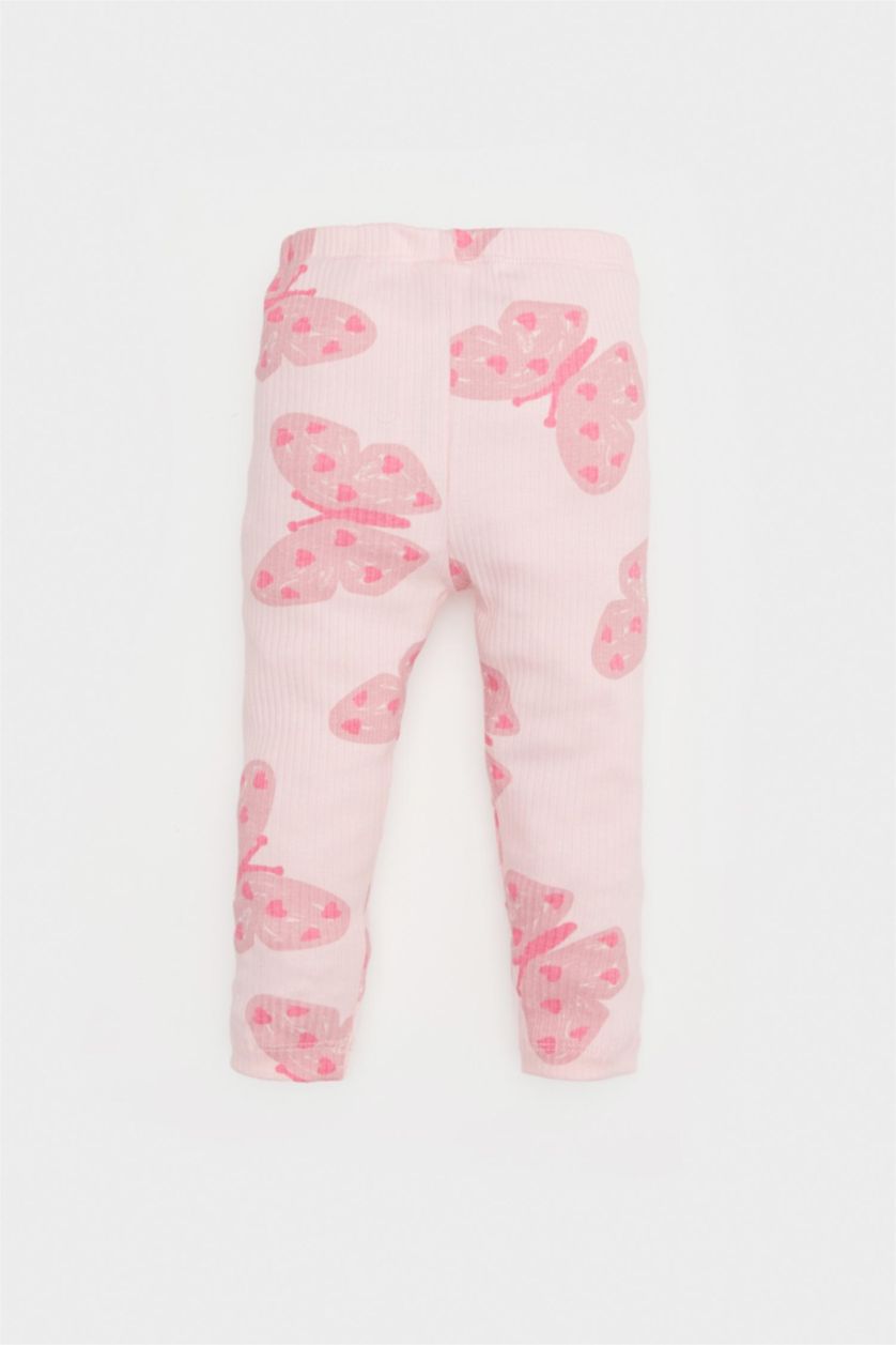 BABY GIRL Light Pink Baby Girl Regular Fit Butterfly Pattern Leggings