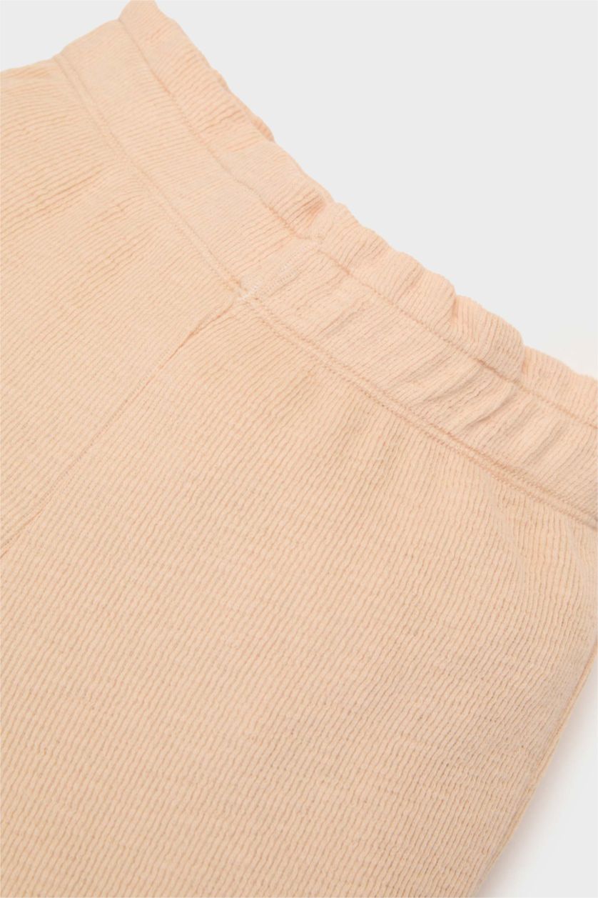 Kız Bebek Bej Wide Leg Geniş Bol Paça Fitilli Kaşkorse Pantolon Kız Bebek