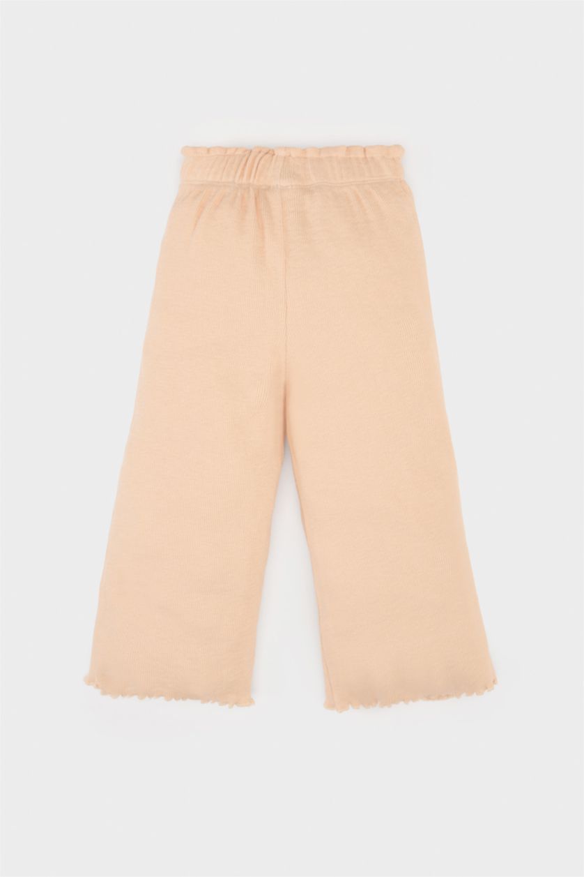 Kız Bebek Bej Wide Leg Geniş Bol Paça Fitilli Kaşkorse Pantolon Kız Bebek