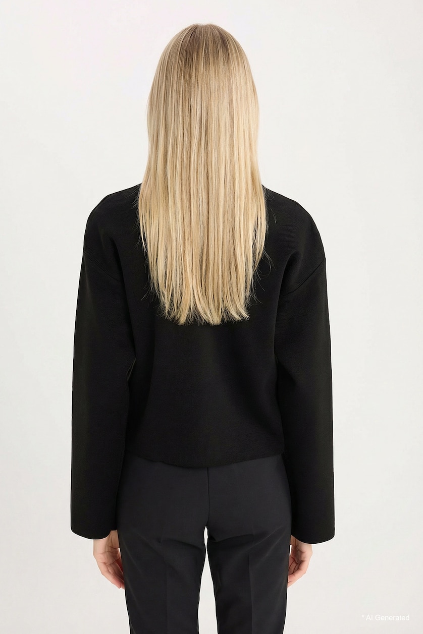 Woman Black Regular Fit Cardigan