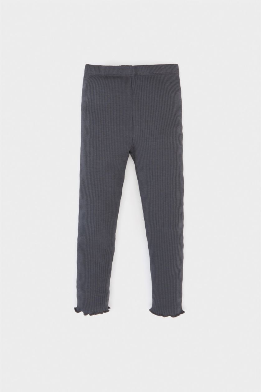 Kız Bebek Ekru 2'li Takım Balerin Baskılı Uzun Kollu Tişört Beli Lastikli Tayt Kız Bebek