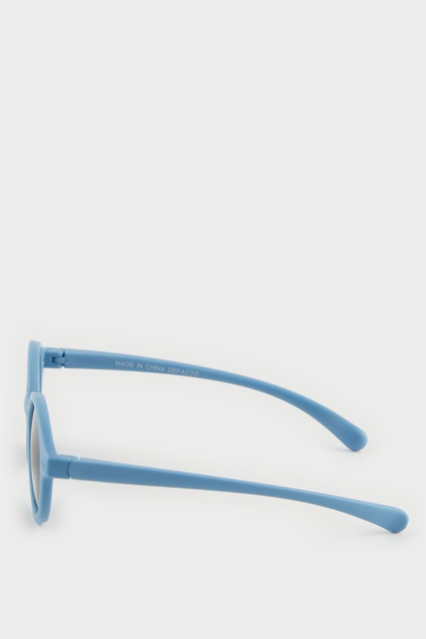 BOYS & TEENS Blue Boy Round Blue Plastic Frame Black Glass UV Sunglasses